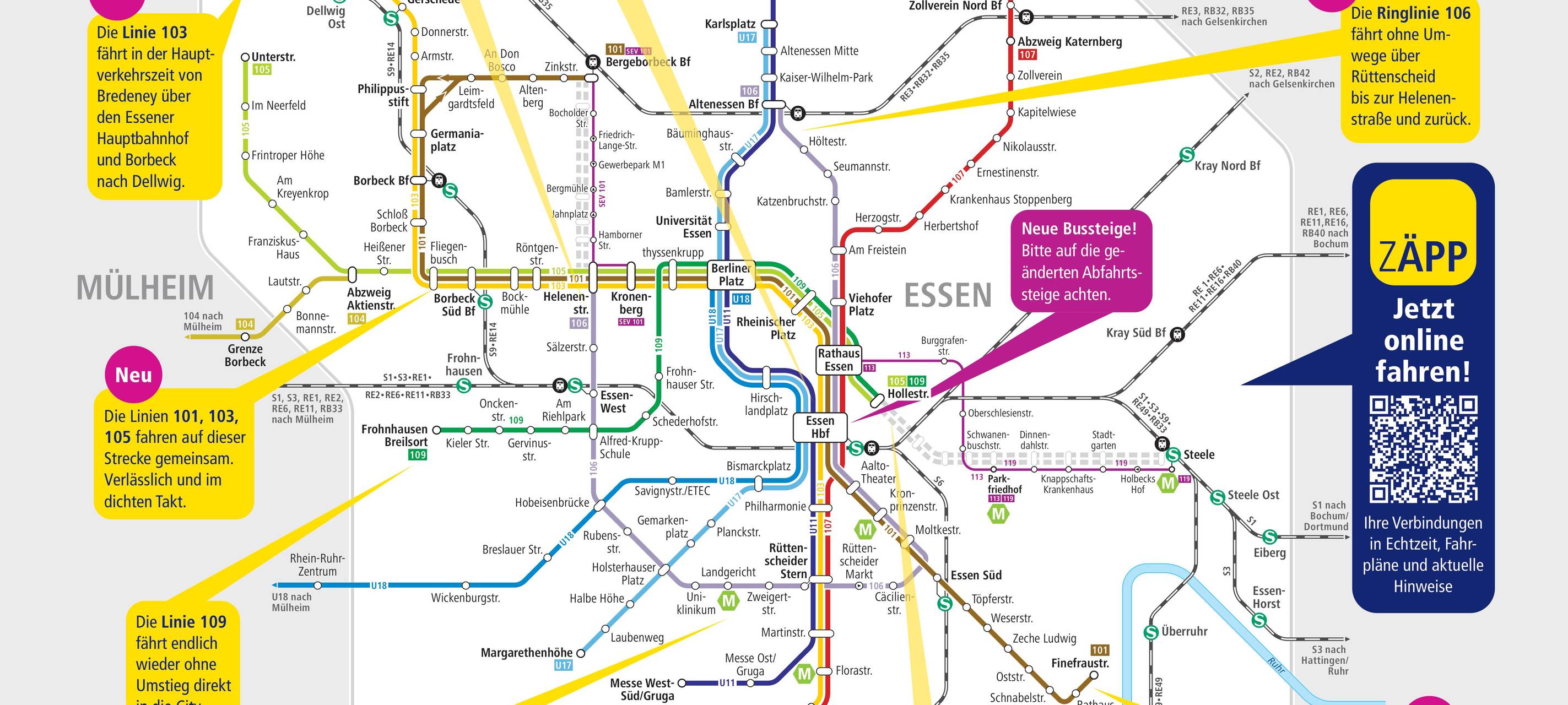 Citybahn in Essen - neue Fahrpläne bei der Ruhrbahn