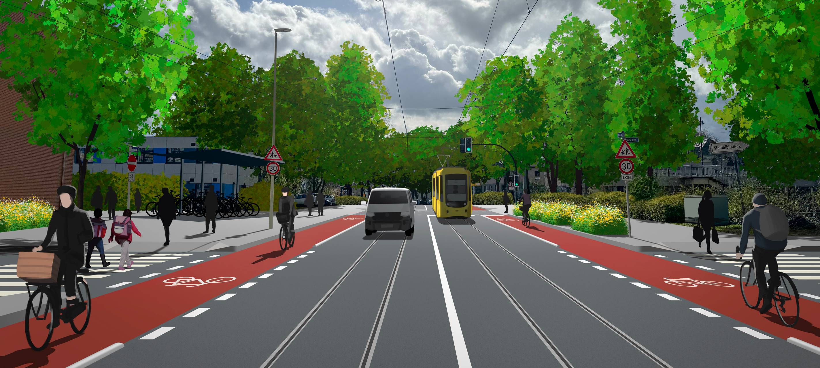 Pläne für große Straße in Essen: Fahrradstreifen und weniger Autospuren